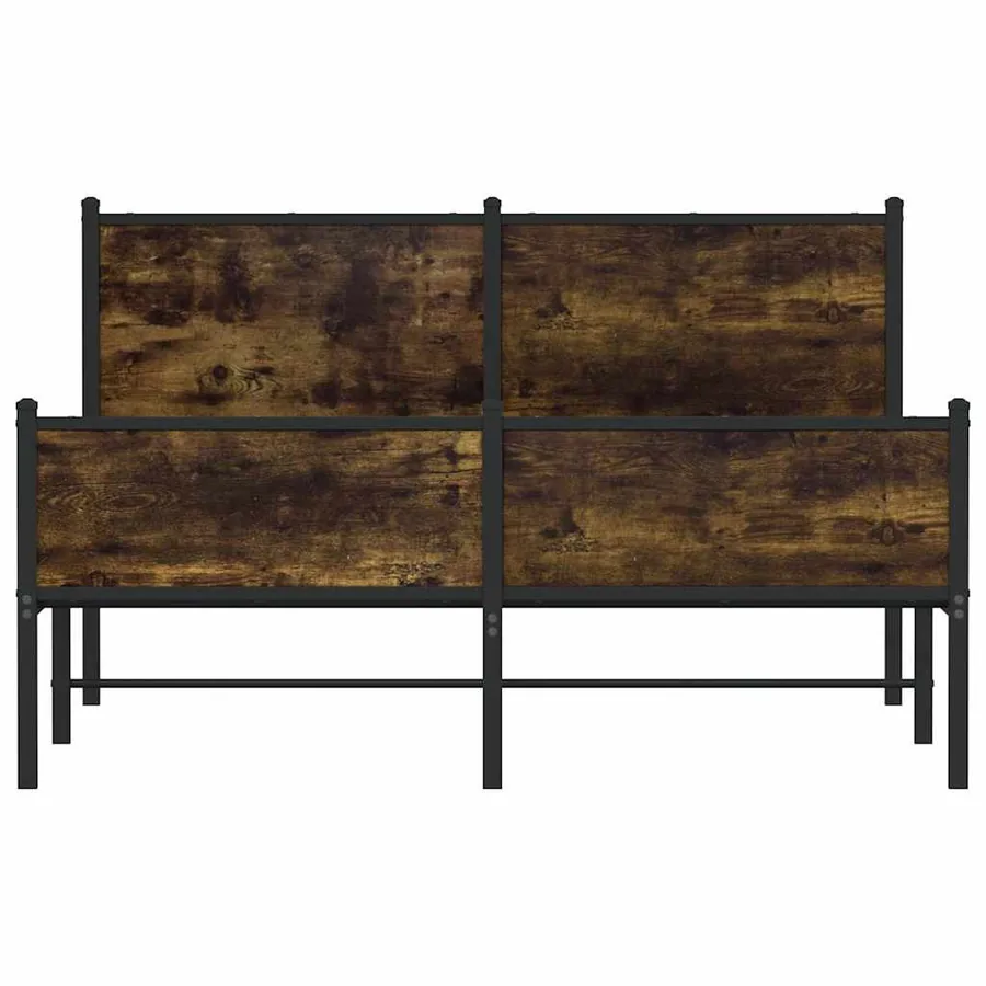 Cadre de lit en métal sans matelas chêne fumé 150x200 cm - 5