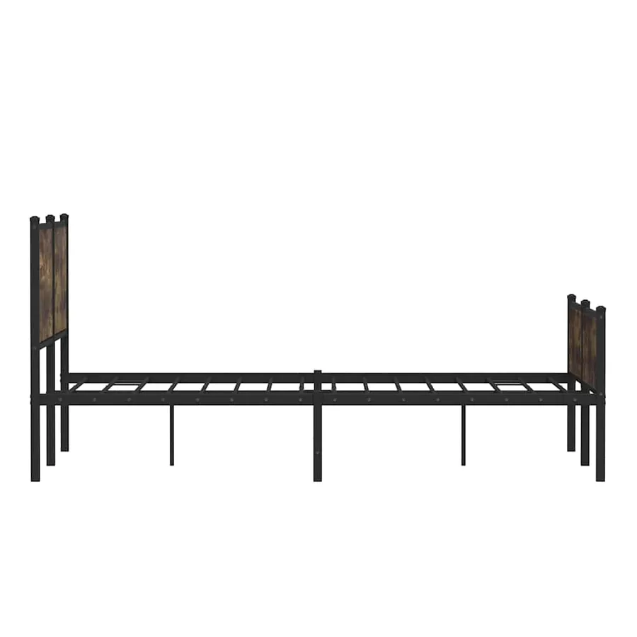 Cadre de lit en métal sans matelas chêne fumé 150x200 cm - 6