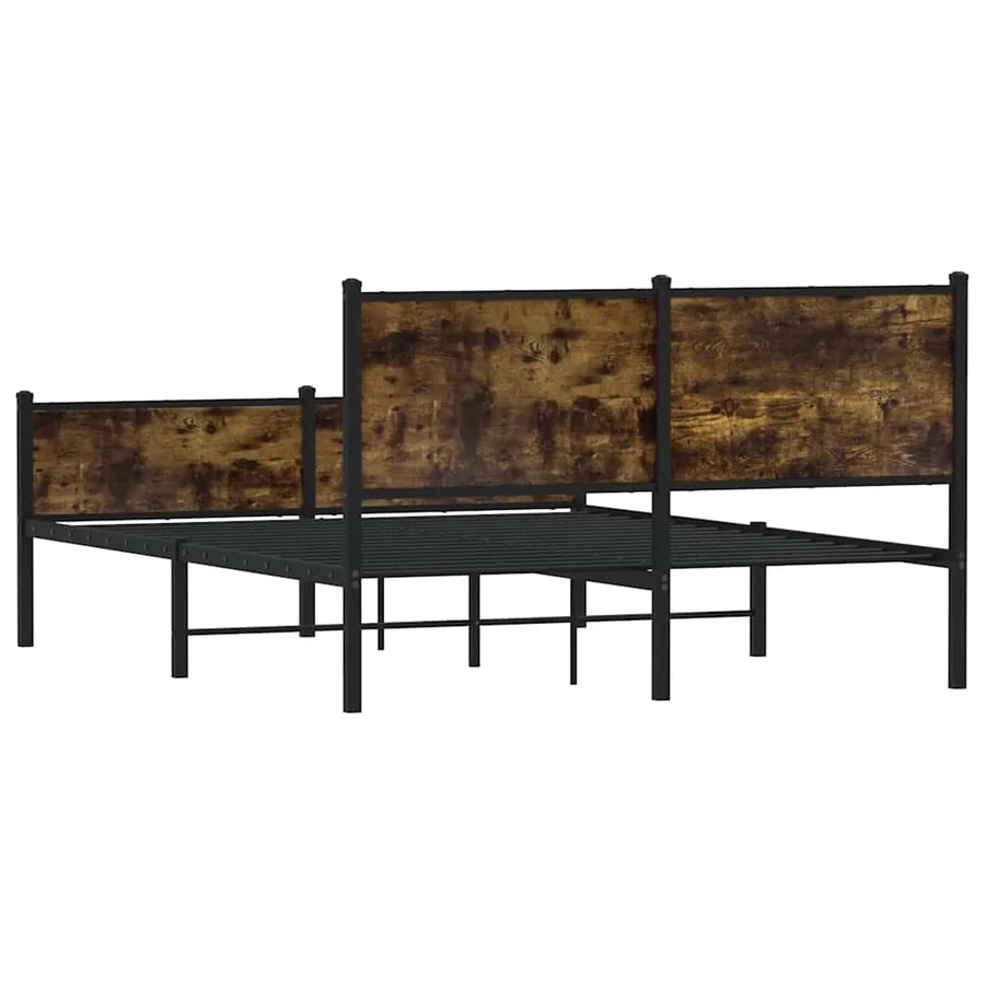 Cadre de lit en métal sans matelas chêne fumé 150x200 cm - 7