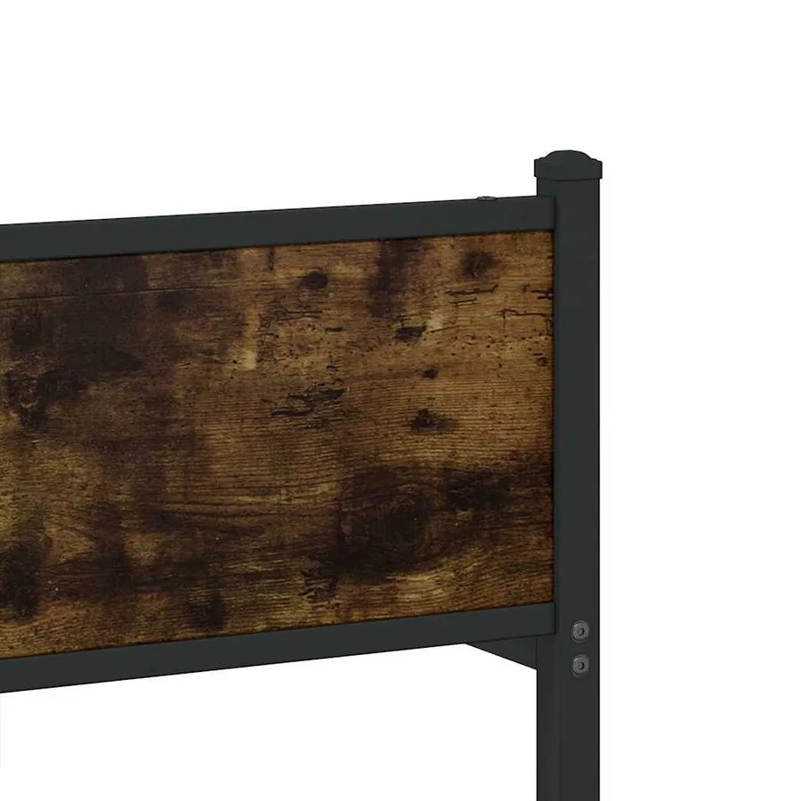 Cadre de lit en métal sans matelas chêne fumé 150x200 cm - 8