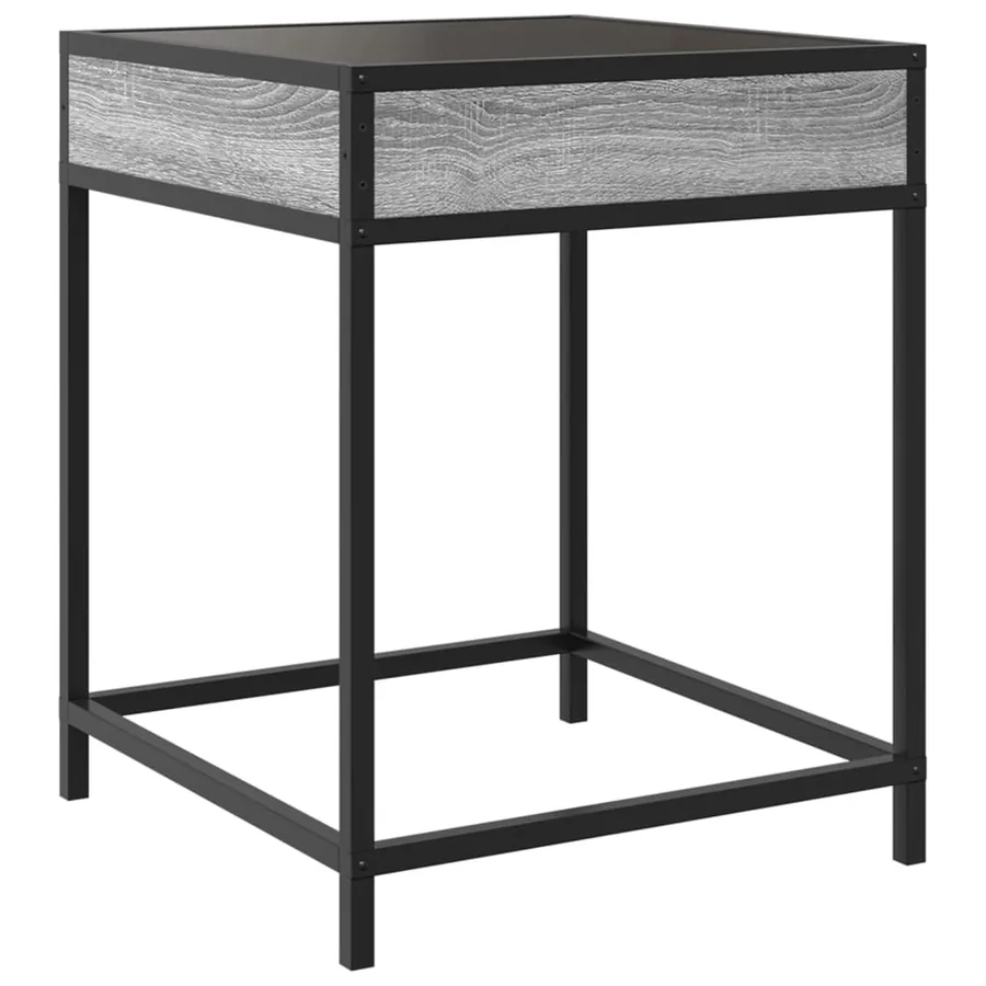 Table de chevet avec LED infini sonoma gris 40x40x51 cm - 8