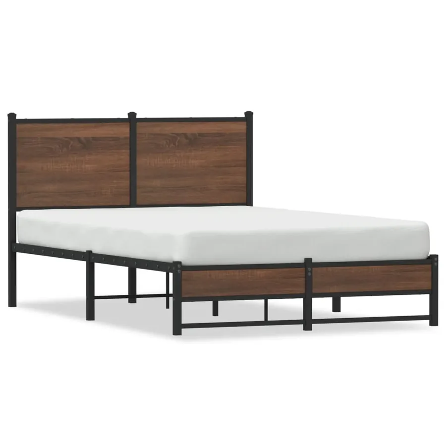 Cadre de lit en métal sans matelas chêne marron 120x200 cm - 2