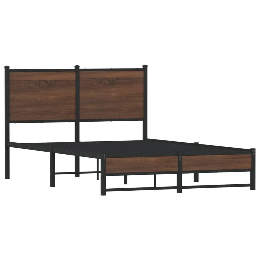 Cadre de lit en métal sans matelas chêne marron 120x200 cm - 3