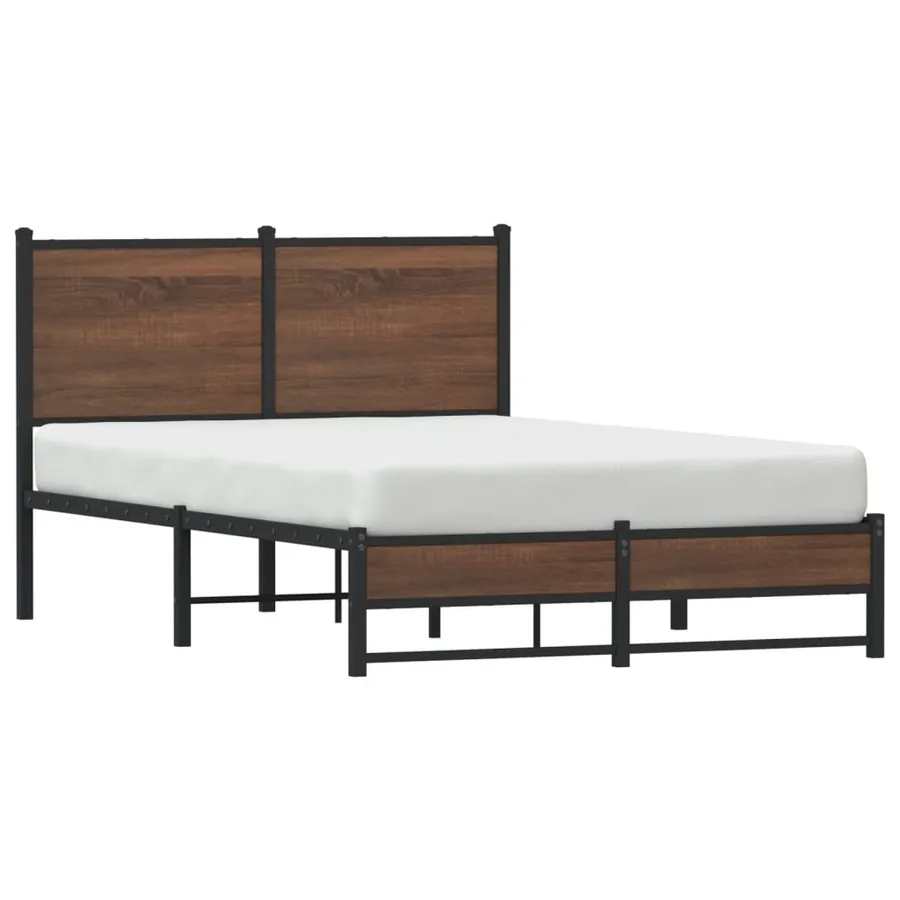 Cadre de lit en métal sans matelas chêne marron 120x200 cm - 4