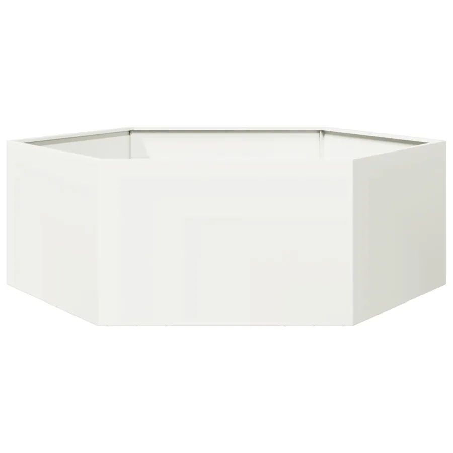 Jardinière blanc hexagone 138x120x45 cm acier - 2