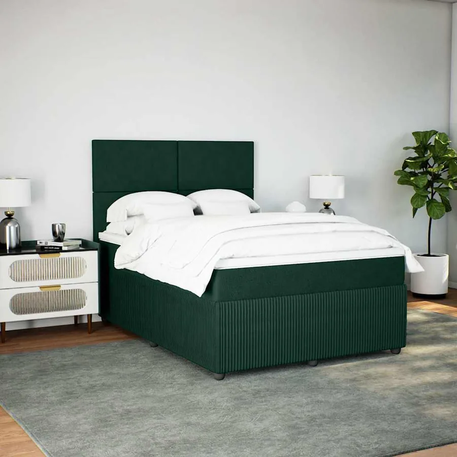 Sommier à lattes de lit et matelas Vert foncé 140x190cm Velours - 3