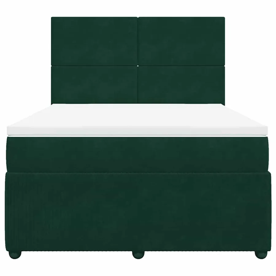 Sommier à lattes de lit et matelas Vert foncé 140x190cm Velours - 4