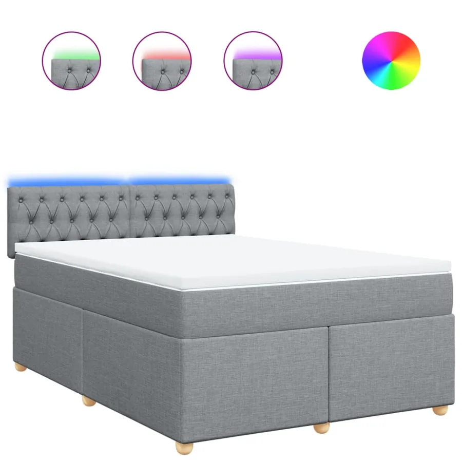 Sommier à lattes de lit avec matelas Gris clair 140x200cm Tissu - 2