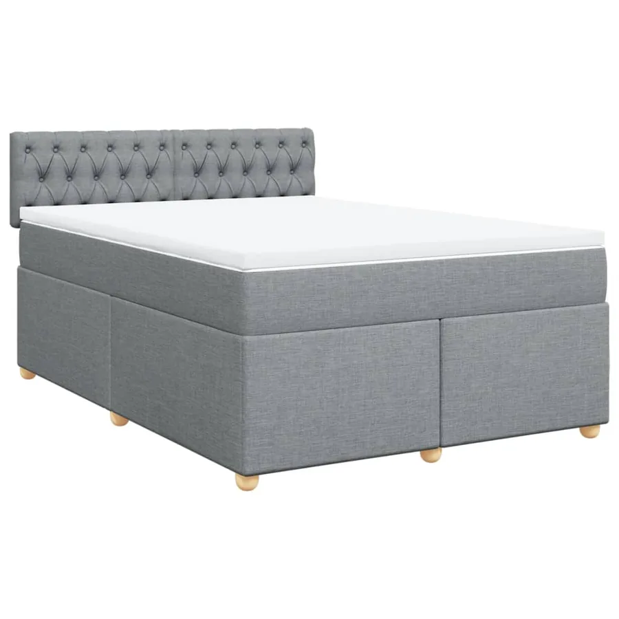 Sommier à lattes de lit avec matelas Gris clair 140x200cm Tissu - 3