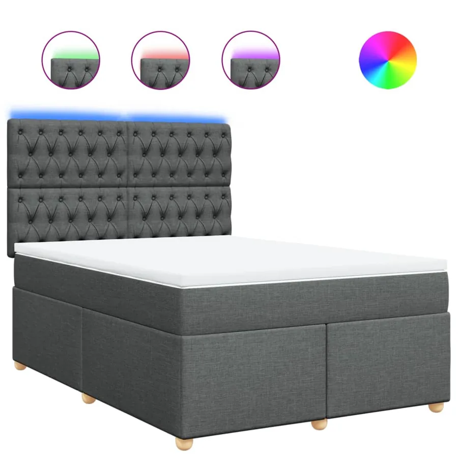 Sommier à lattes de lit avec matelas Gris foncé 160x200cm Tissu - 2