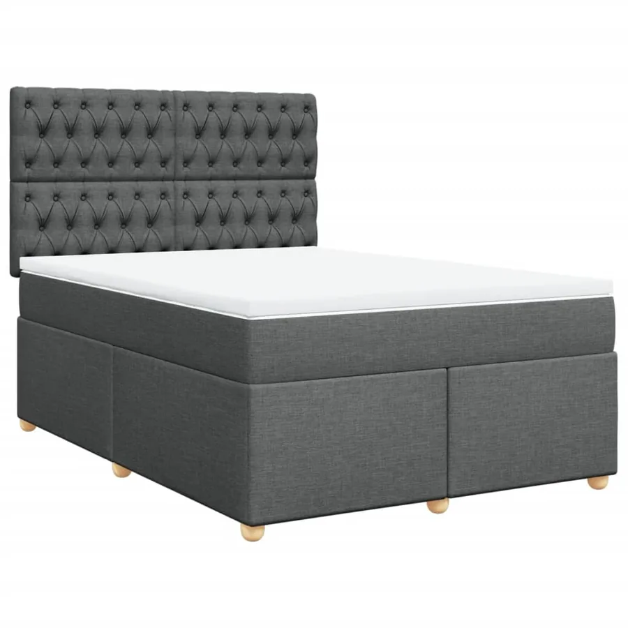 Sommier à lattes de lit avec matelas Gris foncé 160x200cm Tissu - 3