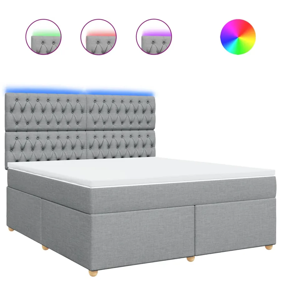 Sommier à lattes de lit avec matelas Gris clair 180x200cm Tissu - 2