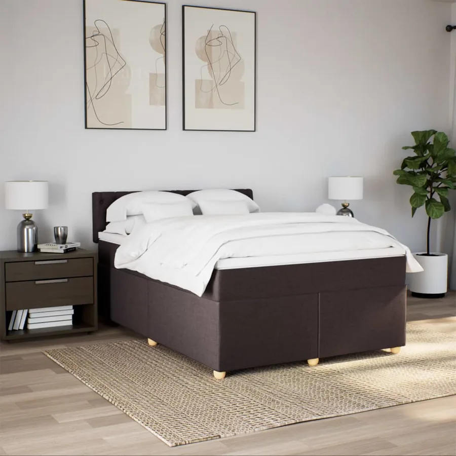 Sommier à lattes de lit avec matelas Marron foncé 160x200 cm - 3