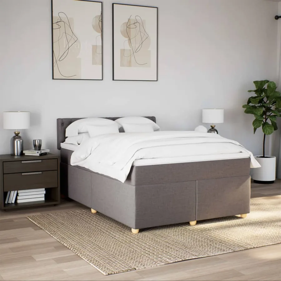 Sommier à lattes de lit avec matelas Taupe 140x190 cm Tissu - 3