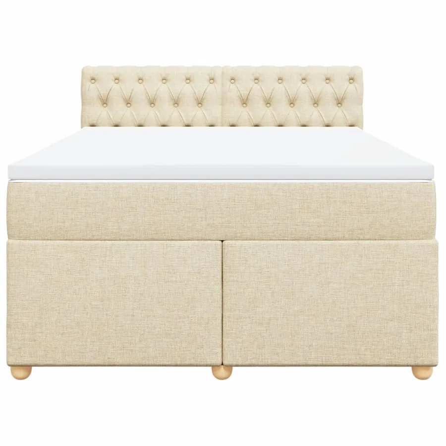 Sommier à lattes de lit avec matelas Crème 140x200 cm Tissu - 4