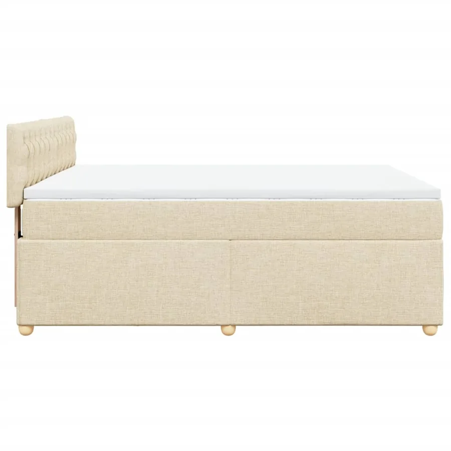Sommier à lattes de lit avec matelas Crème 140x200 cm Tissu - 5