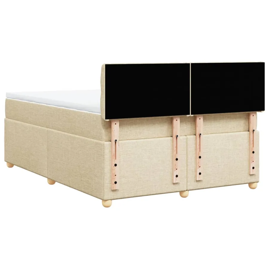 Sommier à lattes de lit avec matelas Crème 140x200 cm Tissu - 6