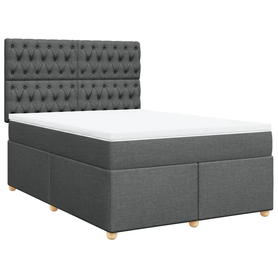 Sommier à lattes de lit avec matelas Gris foncé 140x190cm Tissu - 3