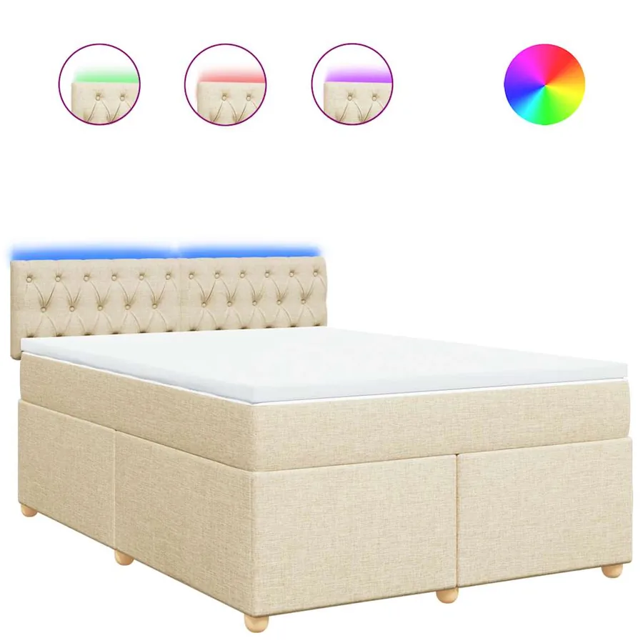 Sommier à lattes de lit avec matelas Crème 140x190 cm Tissu - 2