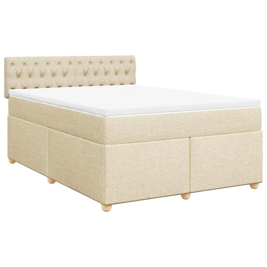 Sommier à lattes de lit avec matelas Crème 140x190 cm Tissu - 3