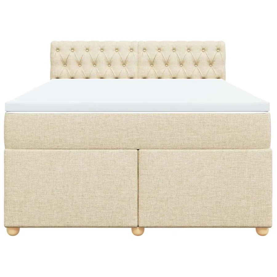 Sommier à lattes de lit avec matelas Crème 140x190 cm Tissu - 6