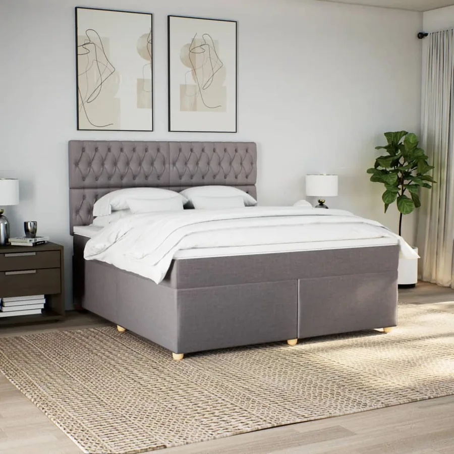 Sommier à lattes de lit avec matelas Taupe 180x200 cm Tissu - 4