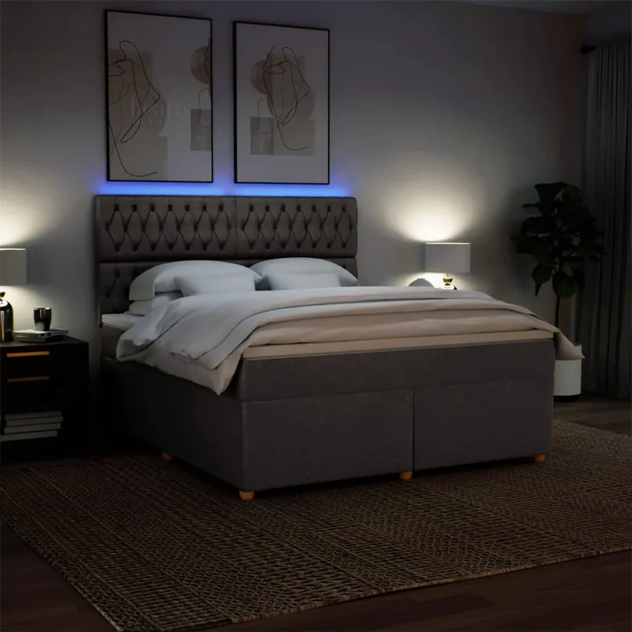 Sommier à lattes de lit avec matelas Taupe 180x200 cm Tissu - 5