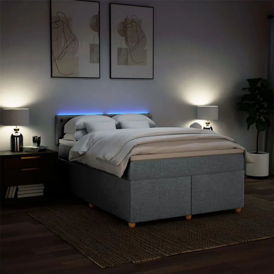 Sommier à lattes de lit avec matelas Gris clair 160x200cm Tissu - 5