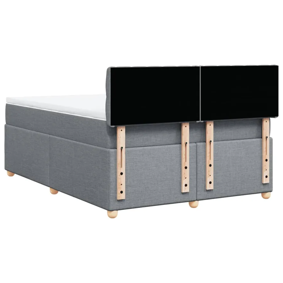 Sommier à lattes de lit avec matelas Gris clair 160x200cm Tissu - 8