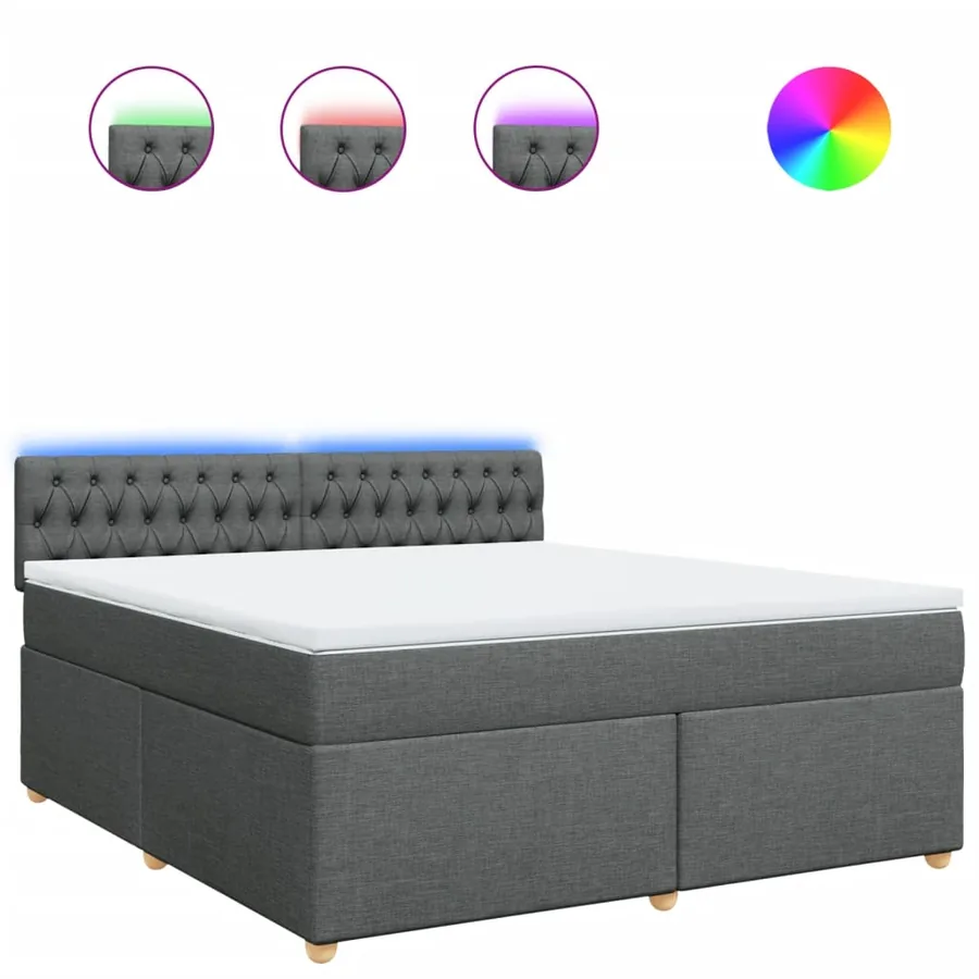 Sommier à lattes de lit avec matelas Gris foncé 180x200cm Tissu - 2