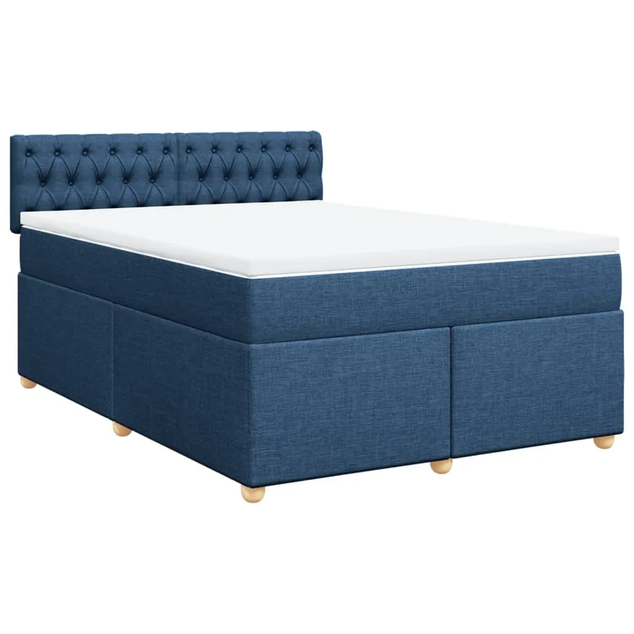 Sommier à lattes de lit avec matelas Bleu 160x200 cm Tissu - 3