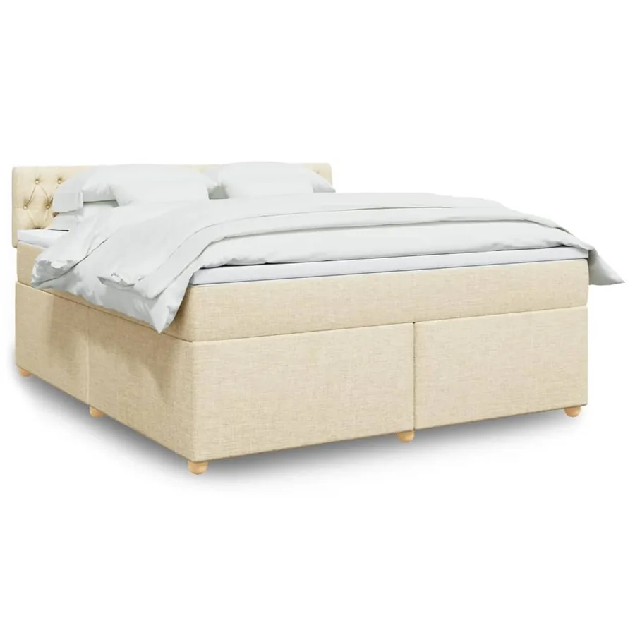 Sommier à lattes de lit avec matelas Crème 180x200 cm Tissu