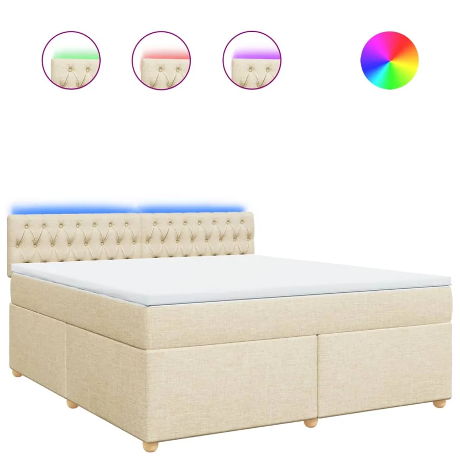 Sommier à lattes de lit avec matelas Crème 180x200 cm Tissu - 2