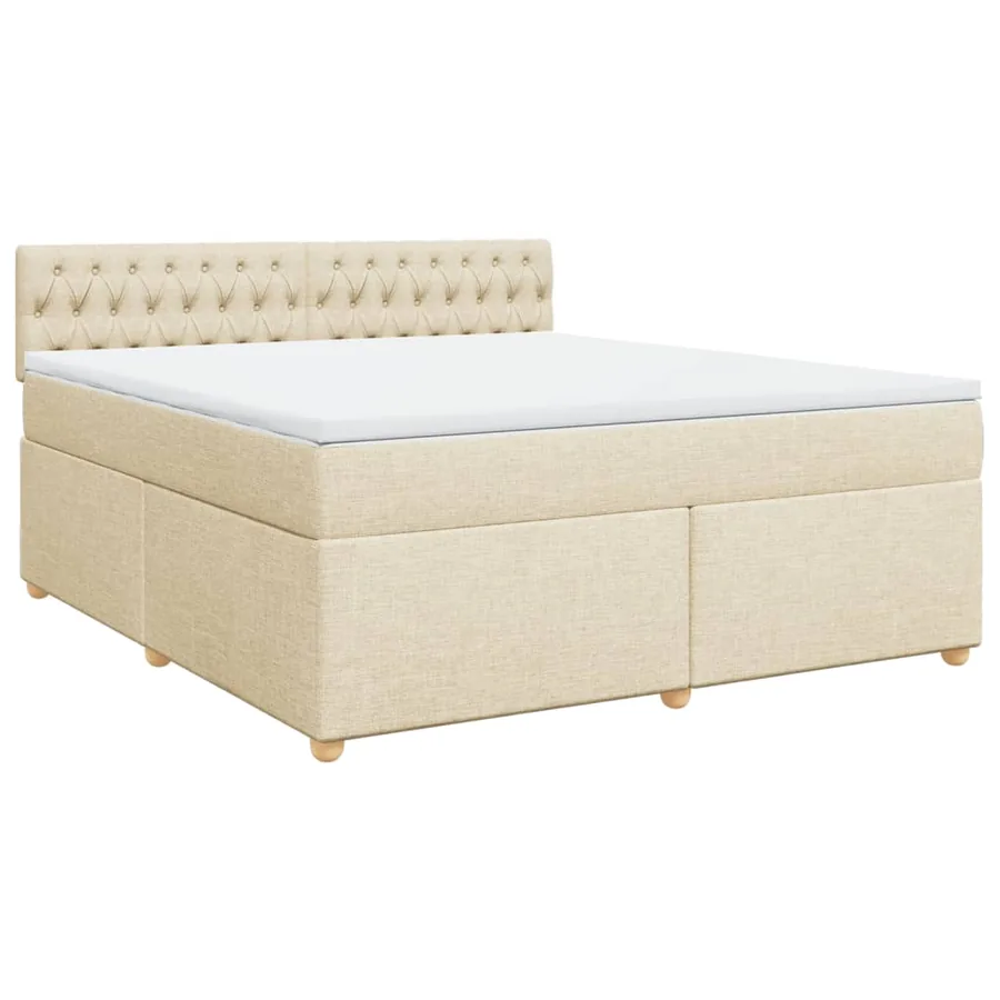 Sommier à lattes de lit avec matelas Crème 180x200 cm Tissu - 3
