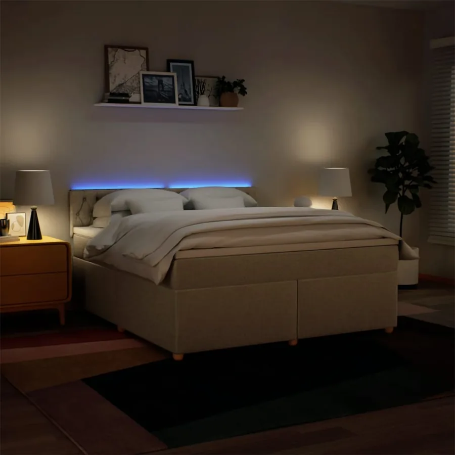 Sommier à lattes de lit avec matelas Crème 180x200 cm Tissu - 5