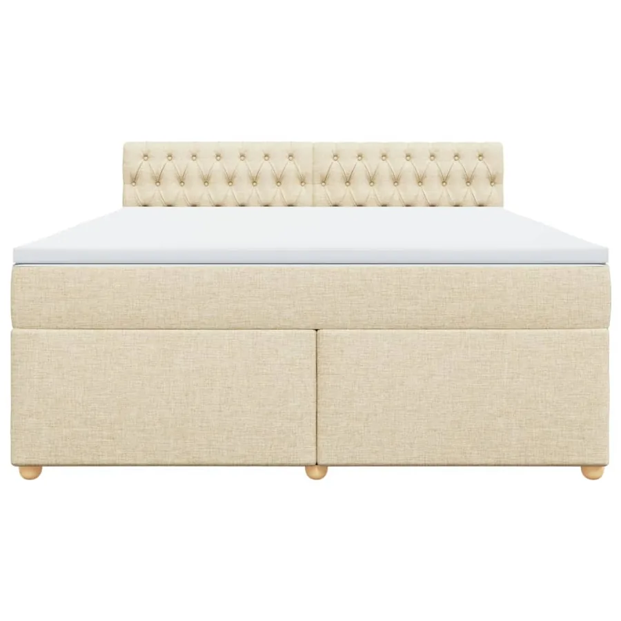 Sommier à lattes de lit avec matelas Crème 180x200 cm Tissu - 6