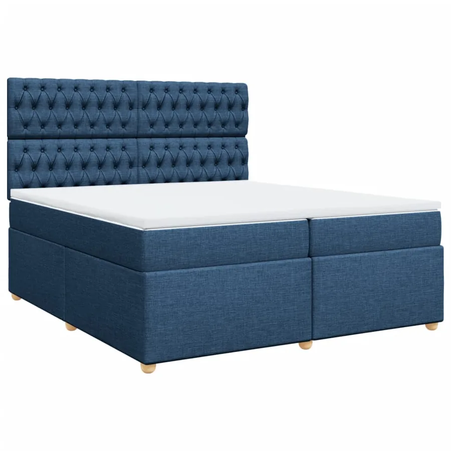 Sommier à lattes de lit avec matelas Bleu 200x200 cm Tissu - 3