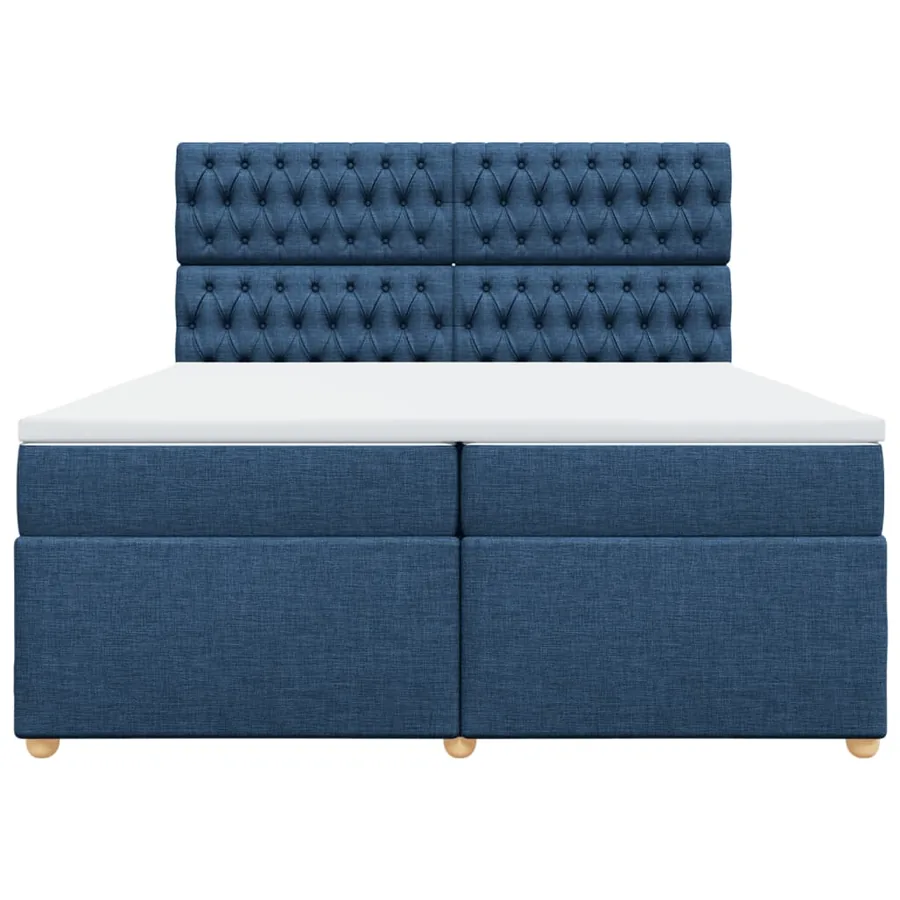 Sommier à lattes de lit avec matelas Bleu 200x200 cm Tissu - 6