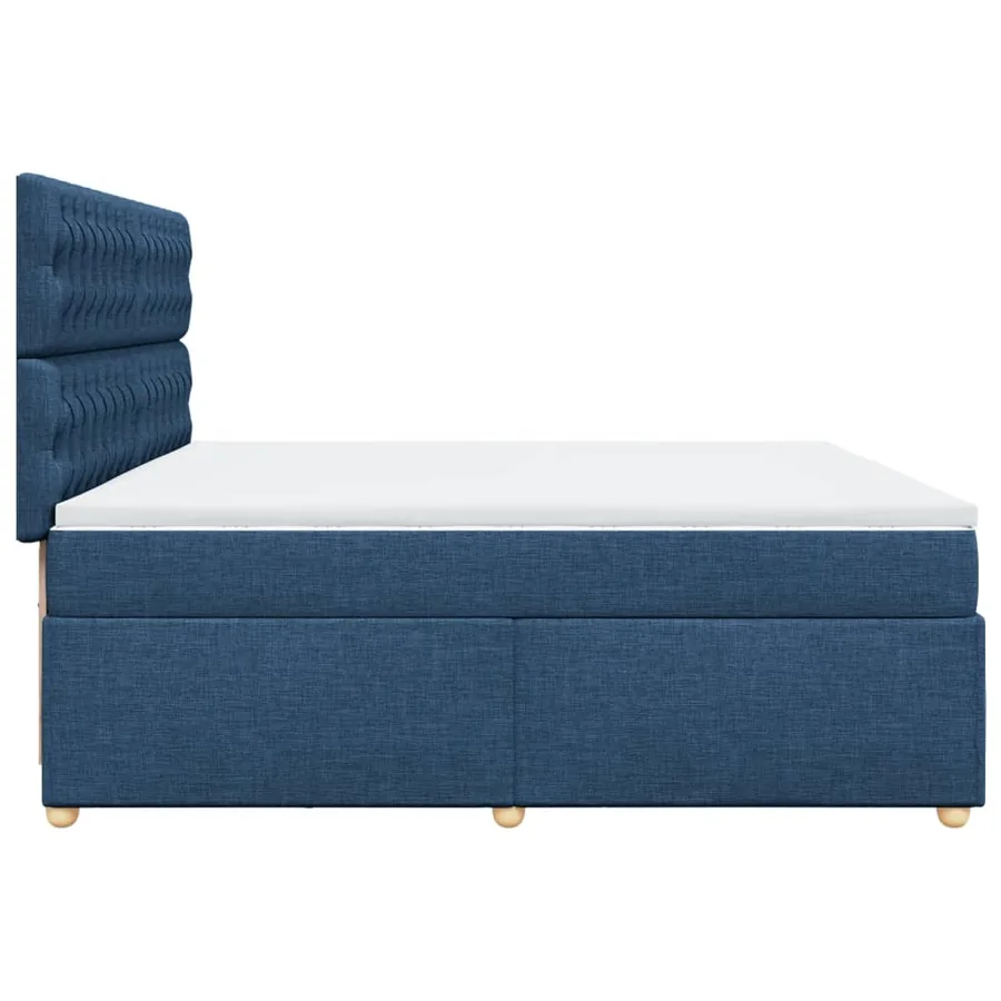 Sommier à lattes de lit avec matelas Bleu 200x200 cm Tissu - 7