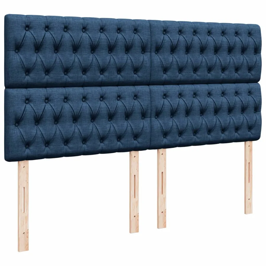 Sommier à lattes de lit avec matelas Bleu 200x200 cm Tissu - 9