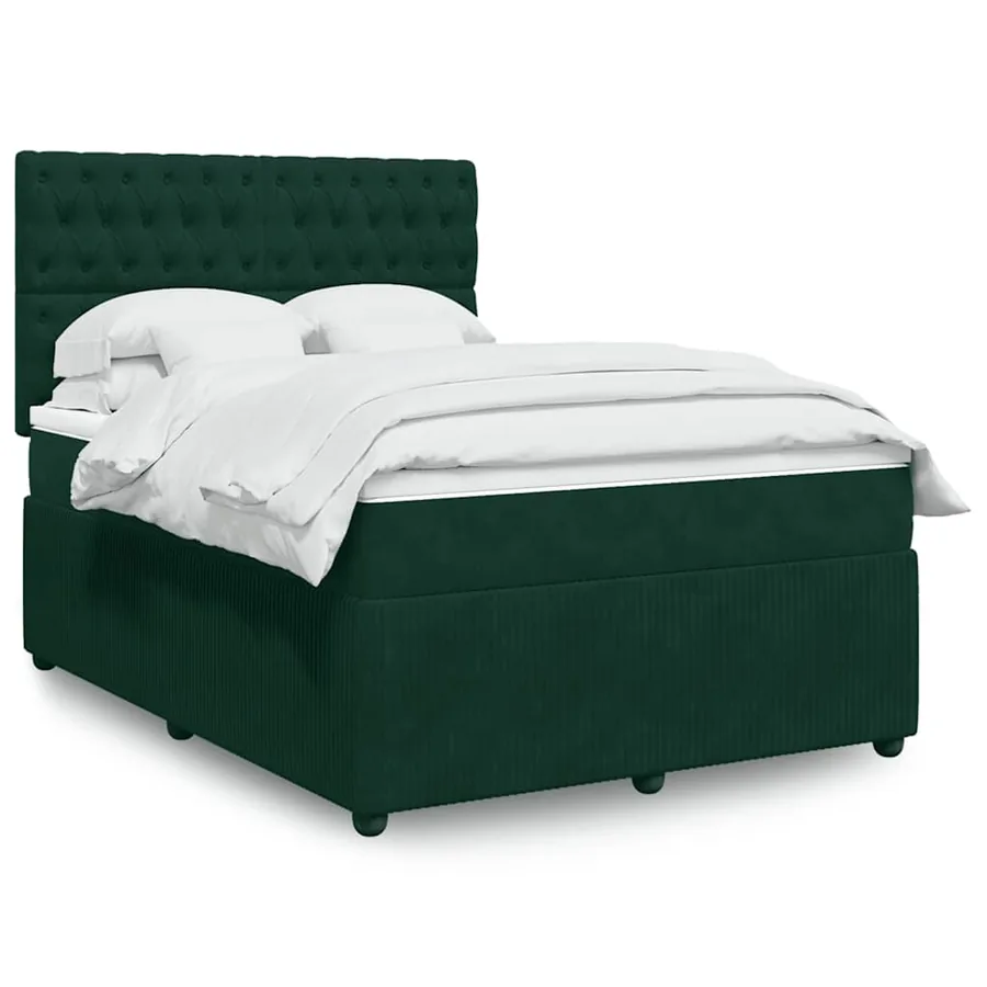 Sommier à lattes de lit et matelas Vert foncé 140x190cm Velours