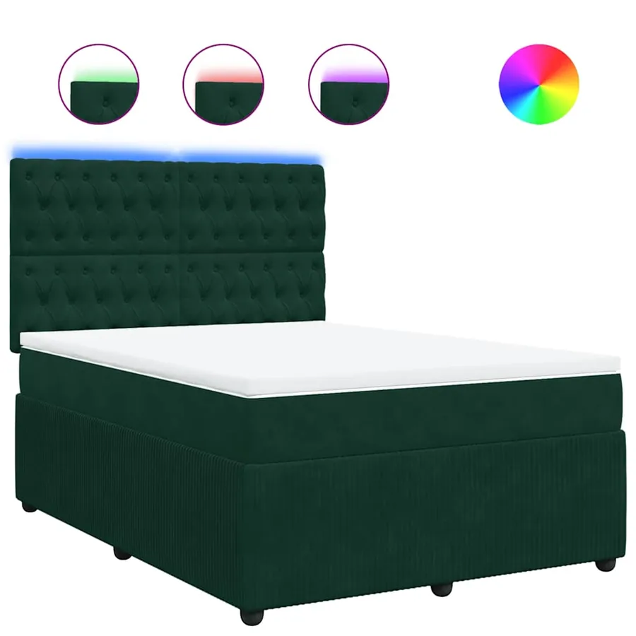 Sommier à lattes de lit et matelas Vert foncé 140x190cm Velours - 2