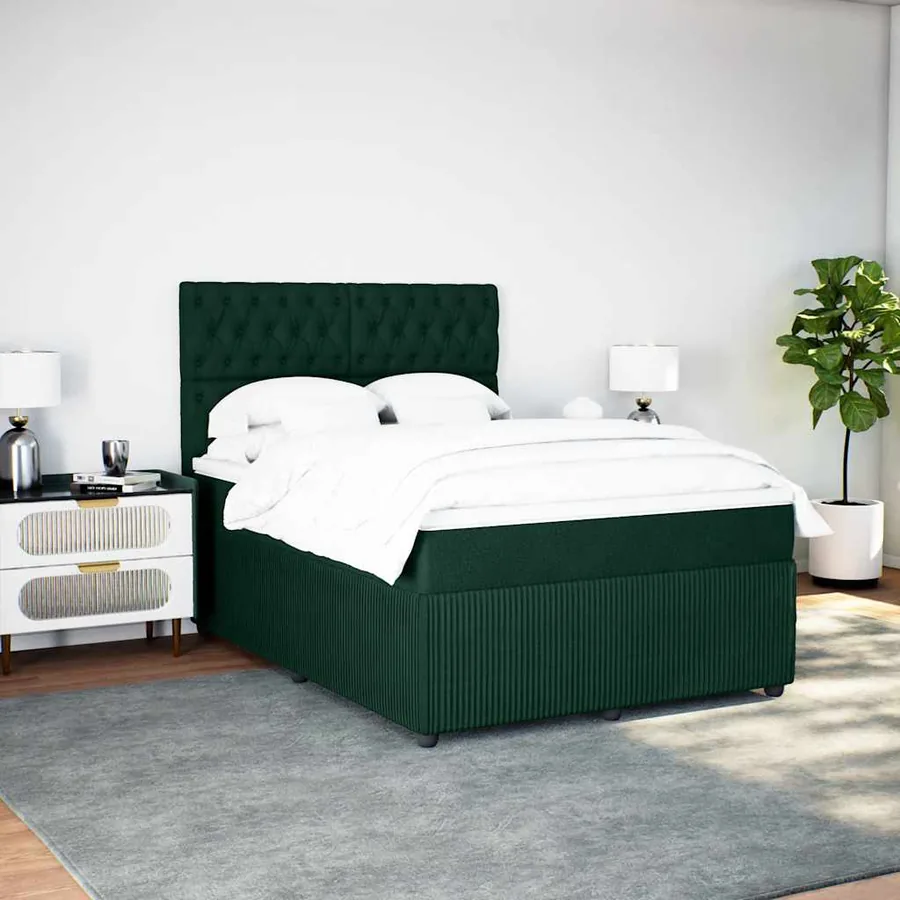 Sommier à lattes de lit et matelas Vert foncé 140x190cm Velours - 4