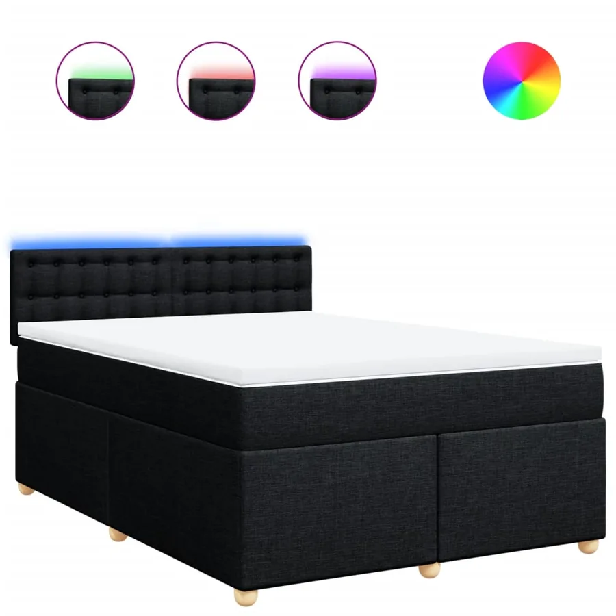 Sommier à lattes de lit avec matelas Noir 140x200 cm Tissu - 2