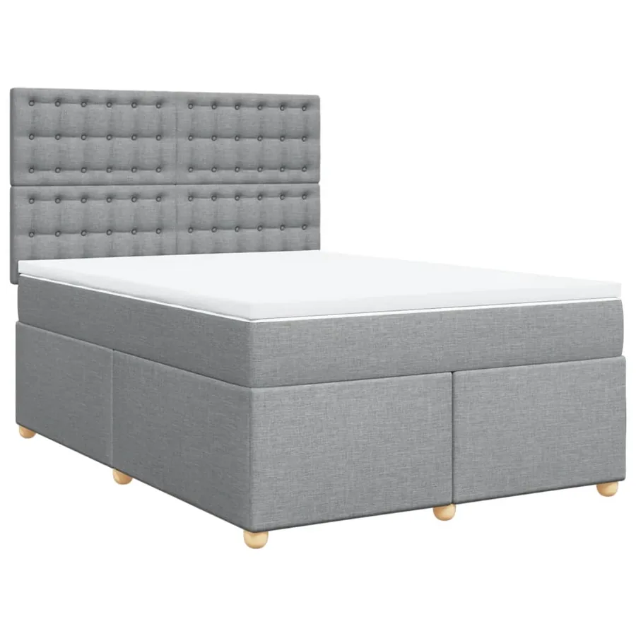 Sommier à lattes de lit avec matelas Gris clair 140x190cm Tissu - 2