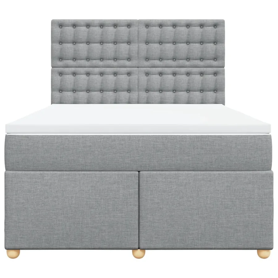 Sommier à lattes de lit avec matelas Gris clair 140x190cm Tissu - 4
