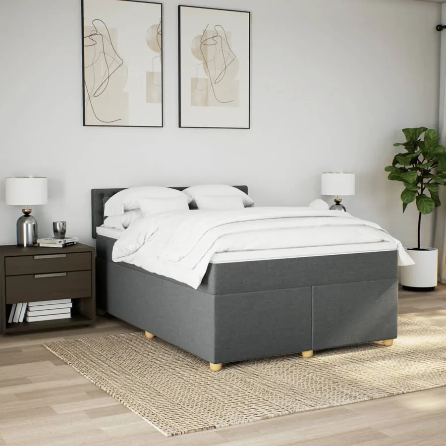 Sommier à lattes de lit avec matelas Gris foncé 160x200cm Tissu - 4