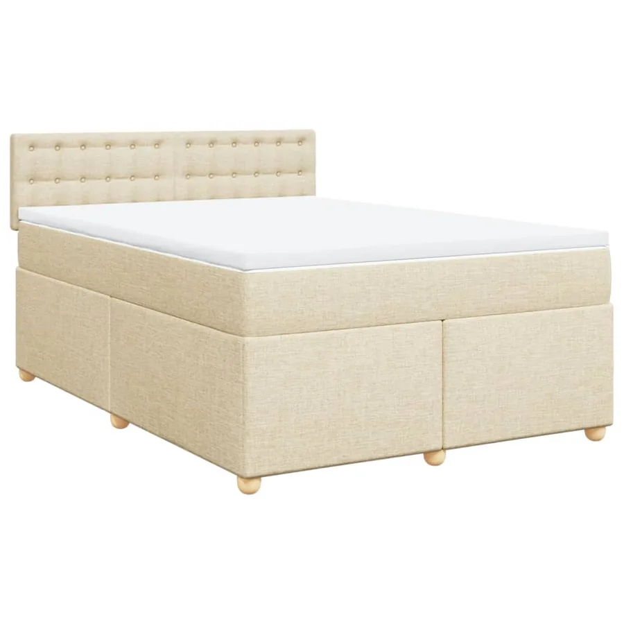 Sommier à lattes de lit avec matelas Crème 140x200 cm Tissu - 2