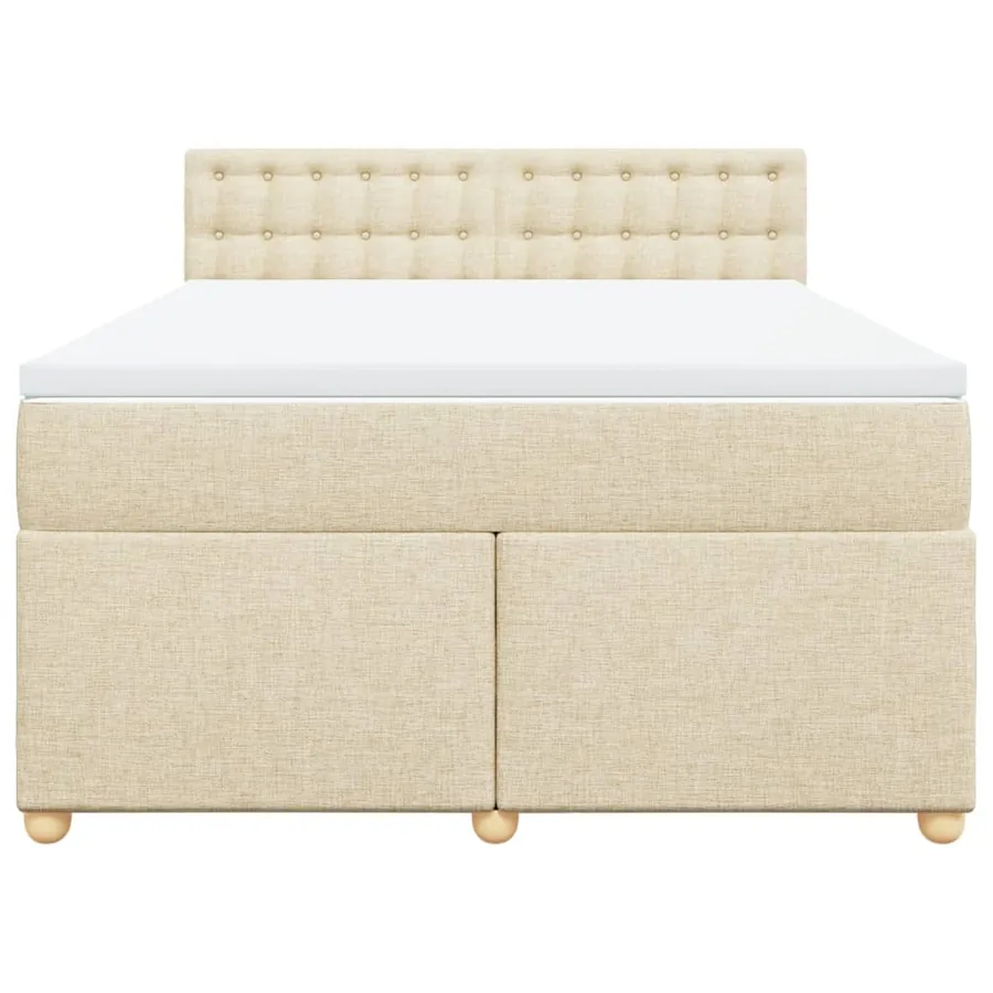 Sommier à lattes de lit avec matelas Crème 140x200 cm Tissu - 4