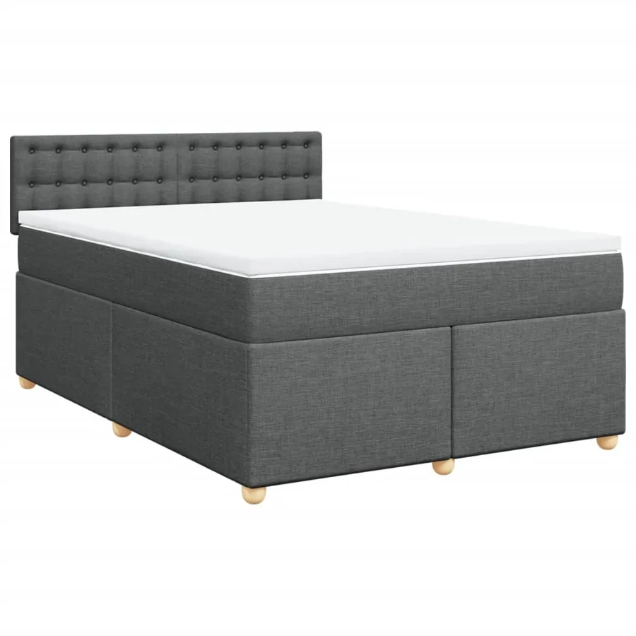 Sommier à lattes de lit avec matelas Gris foncé 140x190cm Tissu - 2